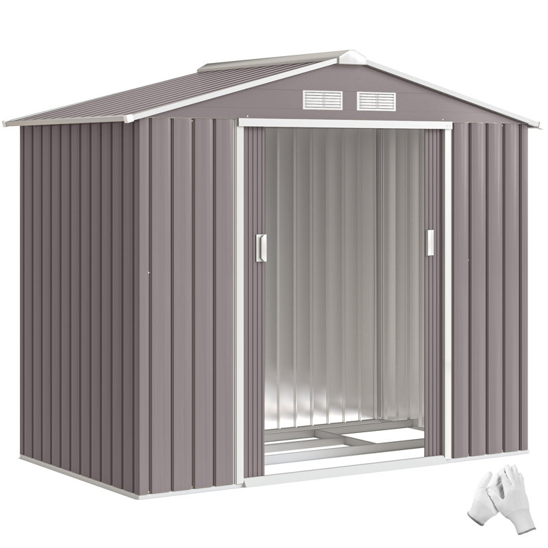 7 ft. W x 4 ft. D Metal Apex Garden Shed