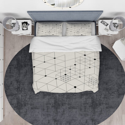 Ensemble de housse de couette à composition triangulaire géométrique designart