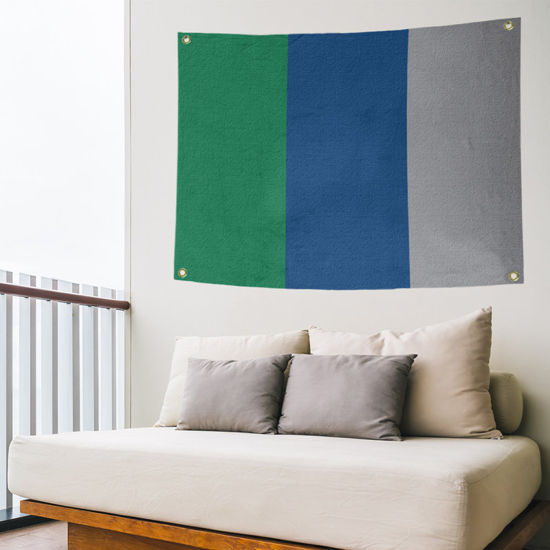 Tapisserie de polyester Vancouver, Vert / bleu / gris froid, H 59 po x l 80 po x P 2 po
