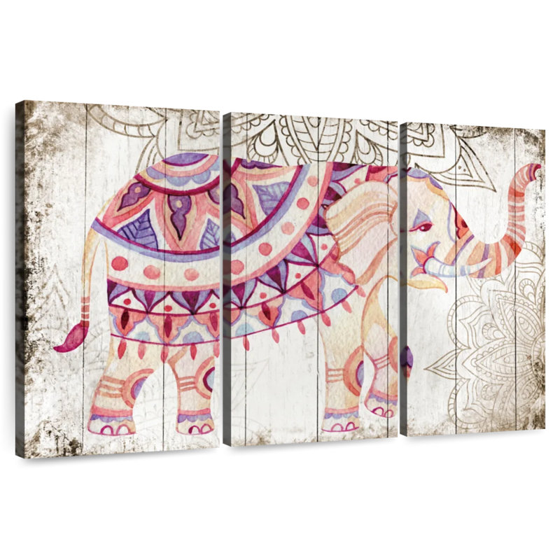 Éléphant mandala en bois Brampt, H 36 po x l 57 po