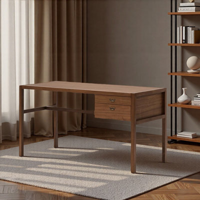 Black Solid Wood Drawer Storage Writing Desk