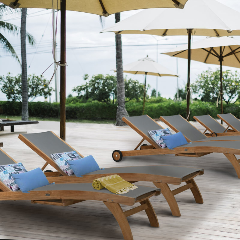 Parmele Outdoor Teak Chaise Lounge