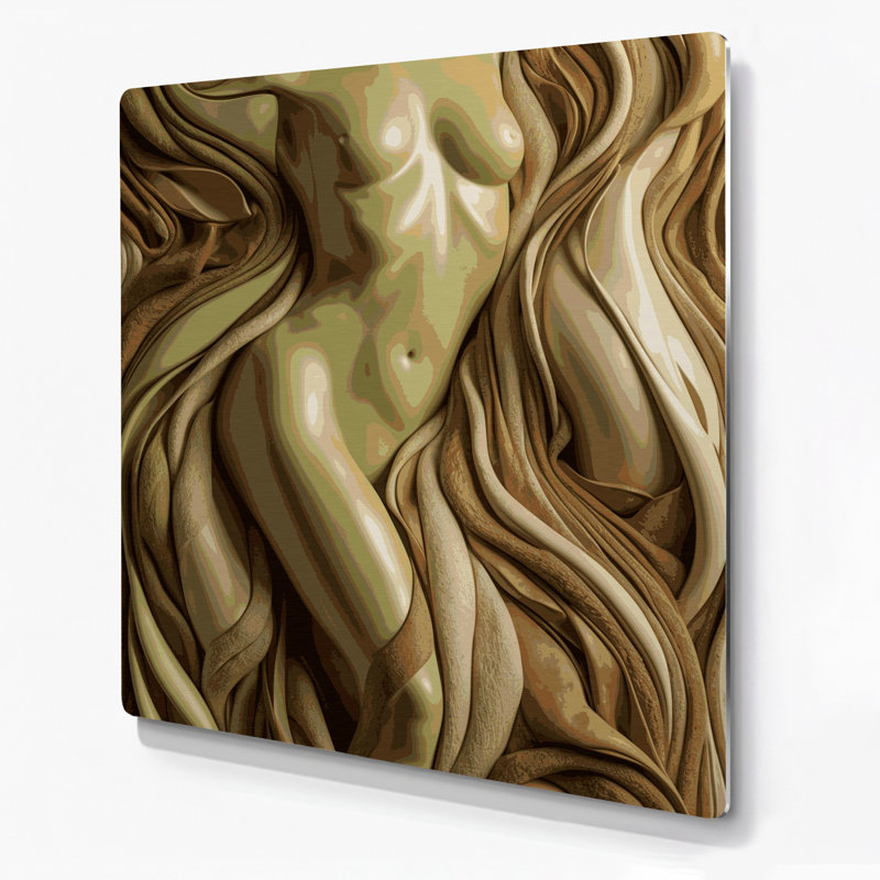 Abstrait figuratif 52, art mural en métal brun, H 12 po x l 12 po
