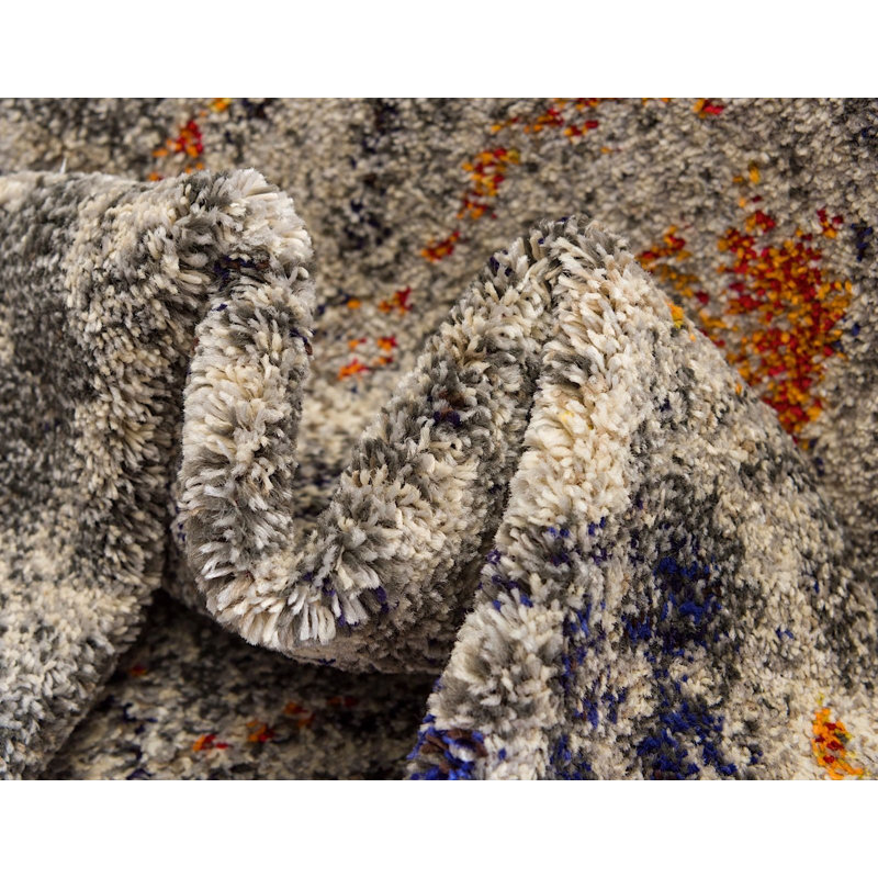 Tapis à motif oriental noir / rouge / orange Mulloy, Rond 4 pi