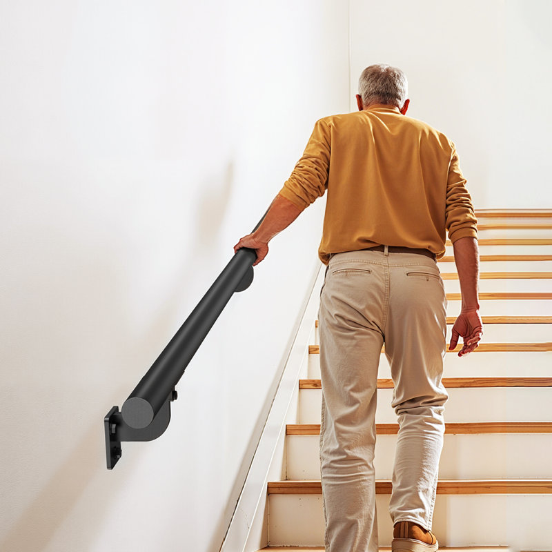 Garde-corps intérieur en aluminium noir 4 pi, H 5,04 po x l 120 po x P 3,31 po