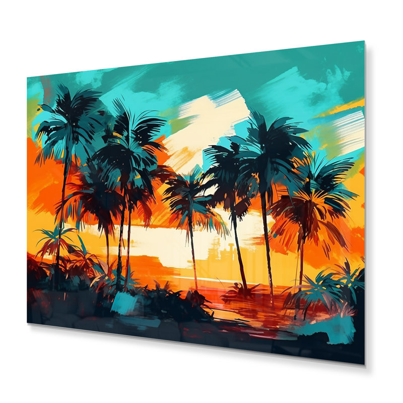 «Vibrant Palm Trees IV», impression sur métal sans cadre, H 16 po x l 32 po x P 1 po