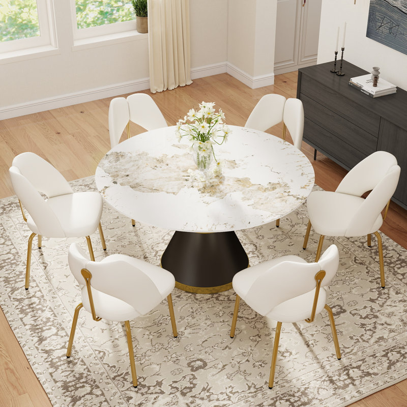 Ensemble de table de salle à manger 7 pièces, 29.53" H x 53.15" W x 53.15" D, Pandora