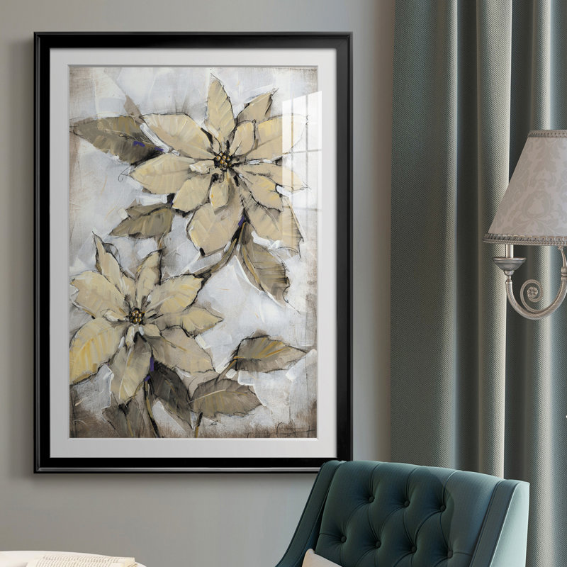 " Poinsettia Study I ", 24.5" H x 18.5" W x 1" D, Black