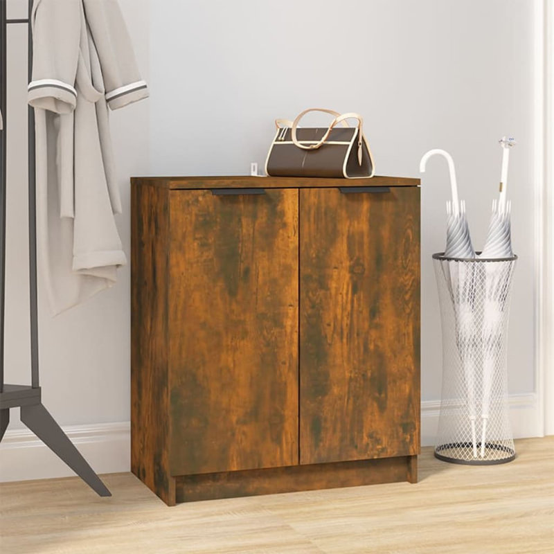 8 Pair Shoe Storage Cabinet, Smoked Oak