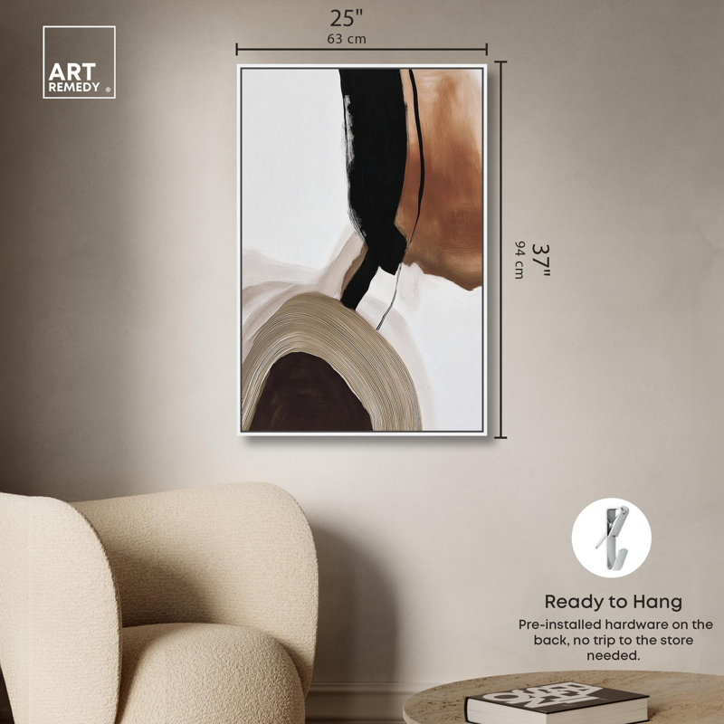 «Earth Curve III Boho Decor», reproduction d'art sur toile par Art Remedy, H 30 po x l 20 po, Structure noire