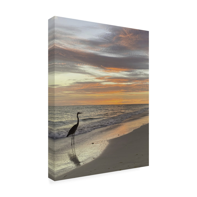 Art mural sur toile tendue - "Sunset Stroll" de Mary Lou Johnson pour décoration de salon, de chambre à coucher ou de bureau - 18 x 24