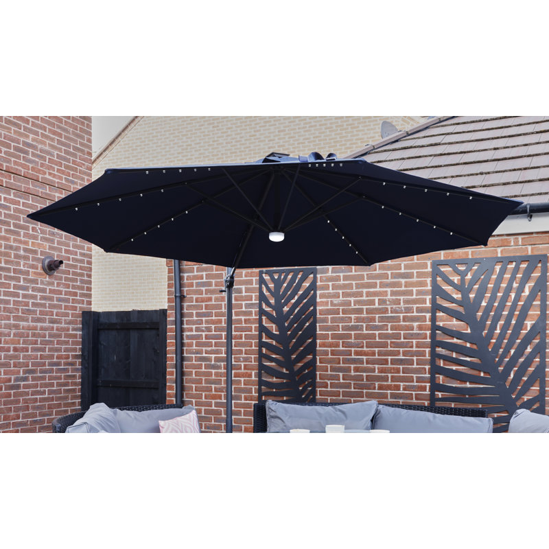 Aadit 300cm Lighted Cantilever Parasol, Dark Blue