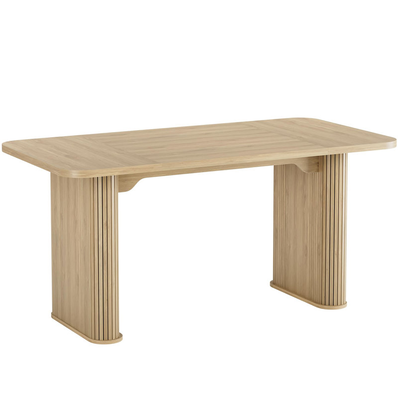 62" Rectangular Dining Table for 6–8, Wooden Kitchen Table with Double Pedestal Base, Sturdy Dining Table for Dining Room, Kitchen & Living Area