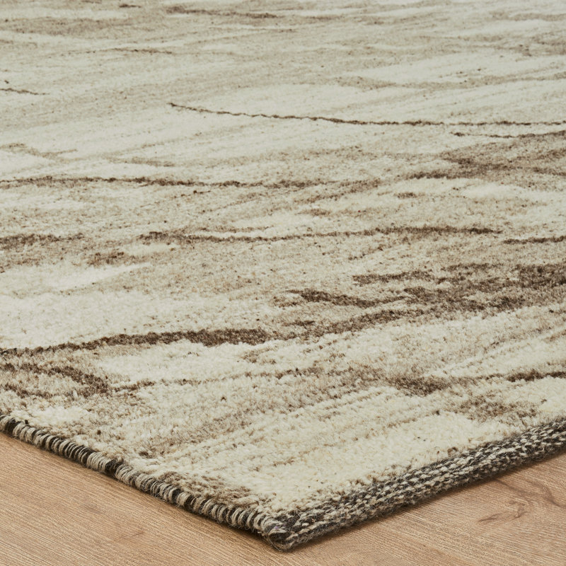 Nomad Haven Wool Hand Knotted Area Rug in Mocha Marble, 6' x 9'