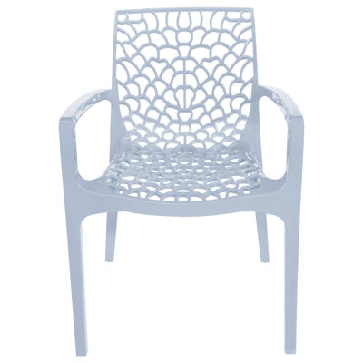 Spider Web Design Indoor Outdoor Stacking Plastic Dining Armchair in Glossy Colors -2 Chairs