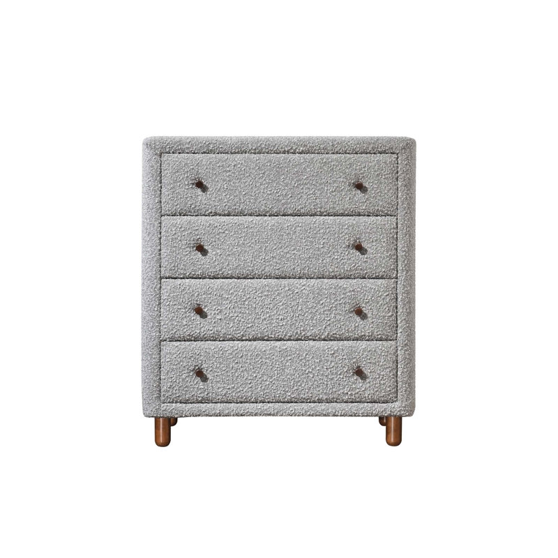 Grey 4-Drawer Upholstered Chest