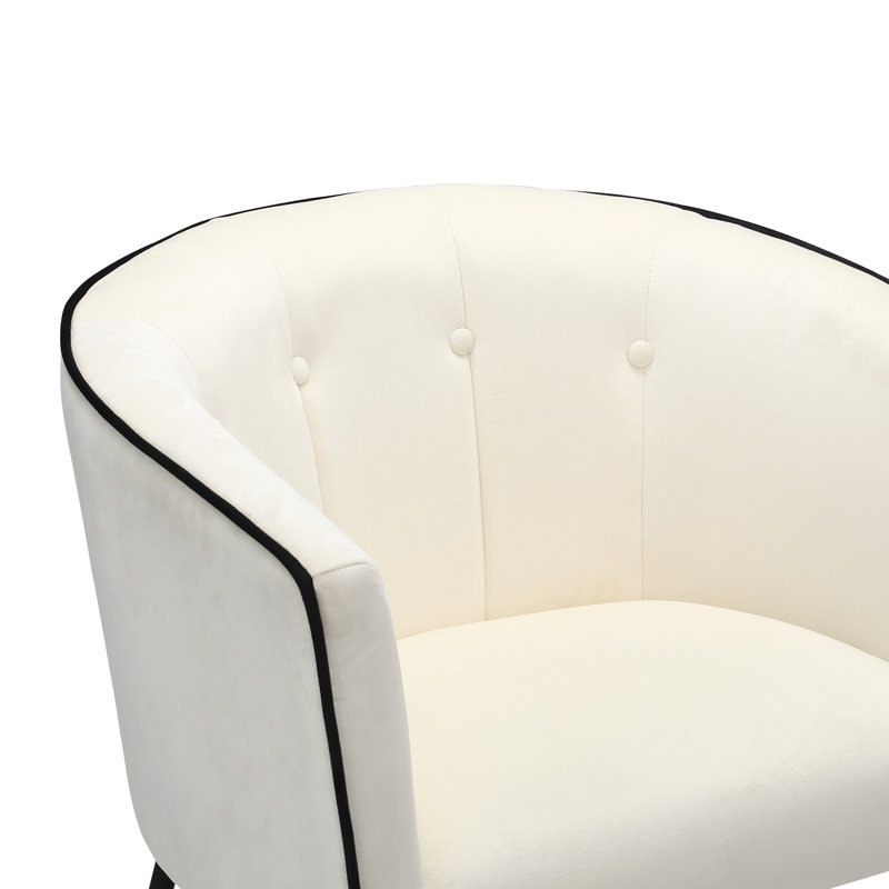 Emery Upholstered Barrel Chair, Ivory