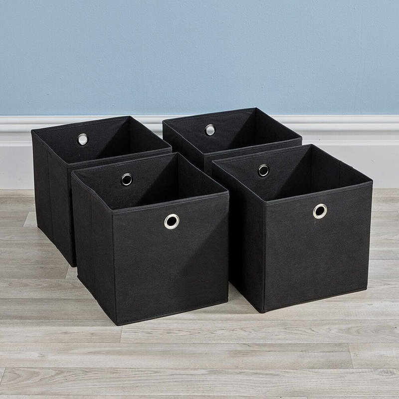 Fabric Storage Cube Organiser Box, Black