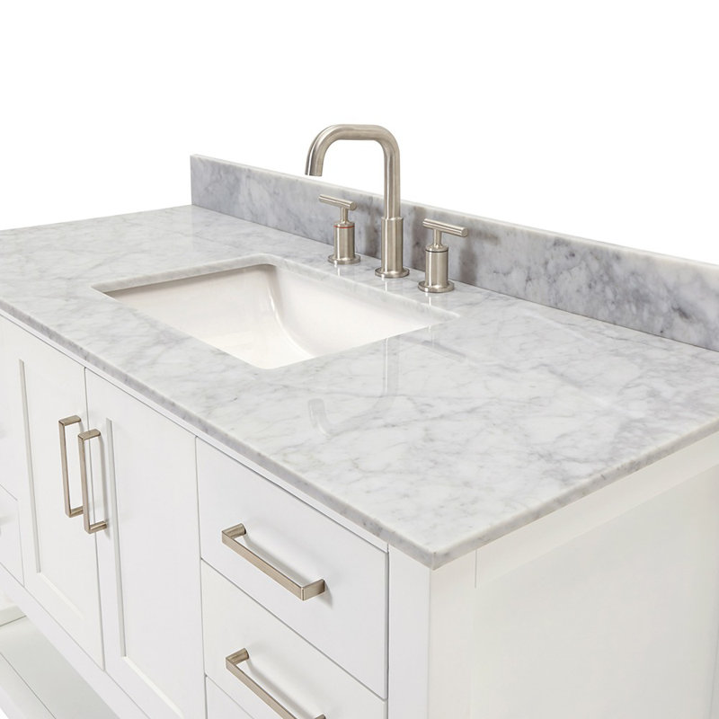 Magnolia Bath Vanity Rectangular Basin S061SCW2R, White, Rectangular, 49"