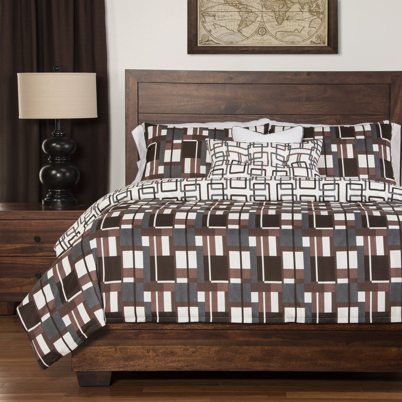 Plaid Geometric Shapes Duvet Cover & Insert, Queen