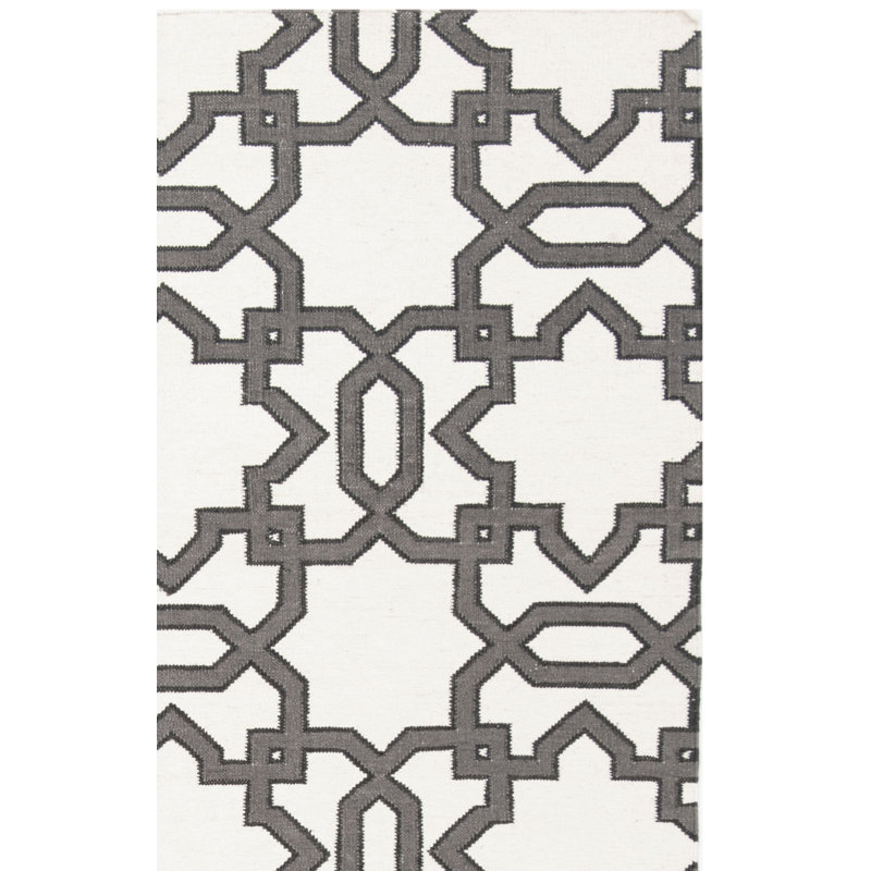 Amelah Hand Woven Flat Weave Wool Geometric Rug, Rectangle 3' x 5'