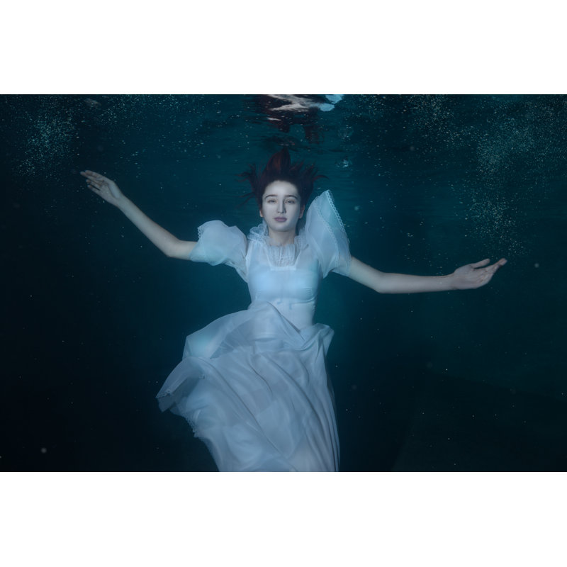 Woman Under Water - Wrapped Canvas Print, 30cm H x 46cm W x 3.8cm D