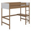 Lit mezzanine simple avec bureau Kindu, lit mezzanine rembourré en tissu polaire Teddy