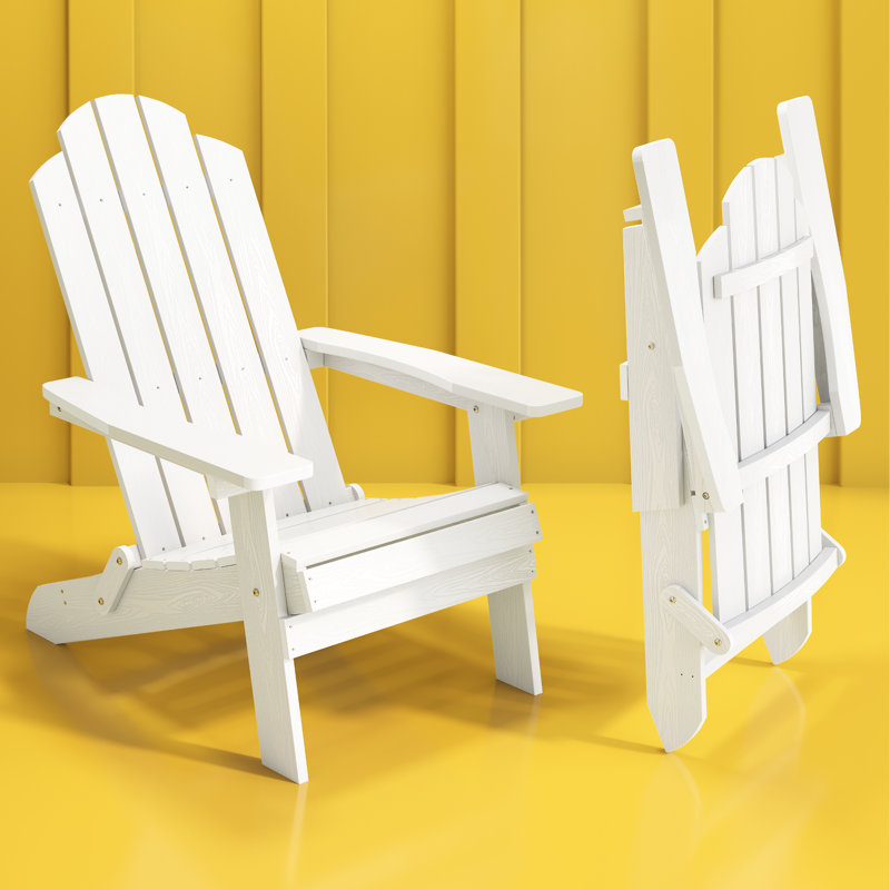Chaise Adirondack pliante en plastique pour l'extérieur (4 pièces), Blanc