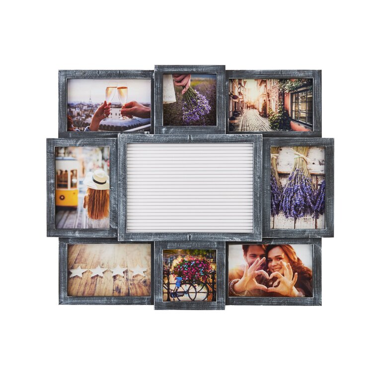 Melannco 7-Opening Letterboard Photo Collage Frame, Black