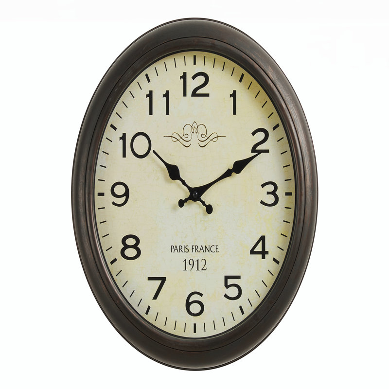 16" Round Wall Clocks， Antique Brown, Transitional