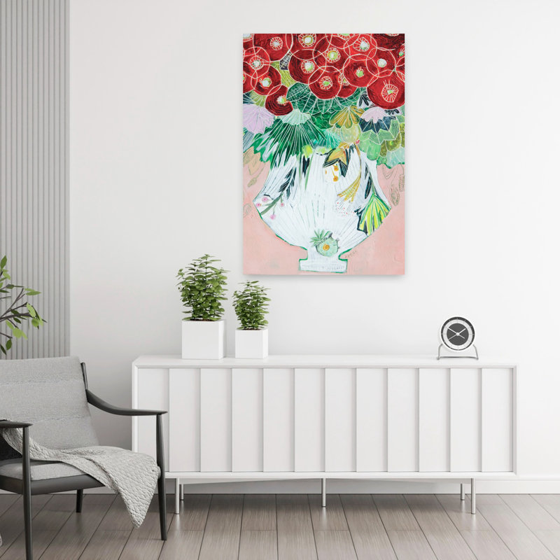 Art contemporain contemporain, coquelicot moderne, H 36 po x l 24 po