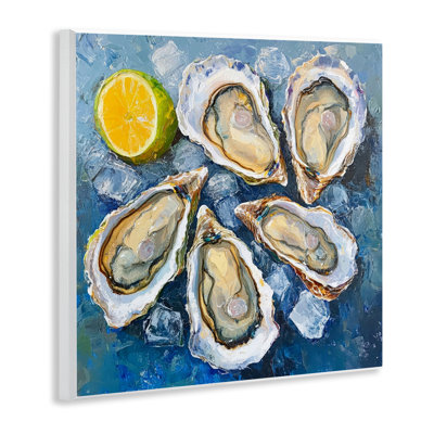 Lemon & Oysters Seafood Wall Plaque Art by LSR Design Studio