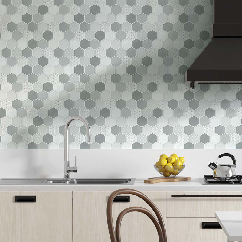 Carreau de mosaïque pelez et collez 142 po x 24 po, gris