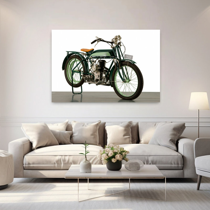 1925 D.F.R 250Cc, moto, paysage abstrait classique, art mural, H 40 po x l 60 po