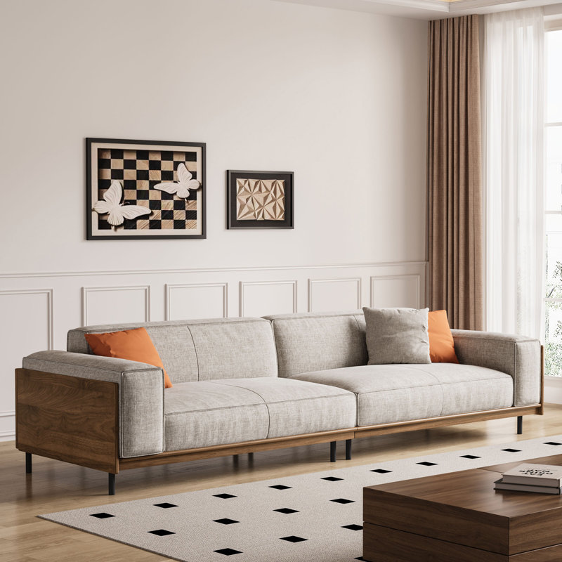 Removable And Washable Cotton-linen Sofa，110.24-inch, solid wood frame sofa