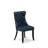 5 Piece Dining Table Set Includes a 48" Round Table with Pedestal and 4 Navy Blue Polyester Fabric Upholstered Chairs, Sand Blasted Black-6334586-6334576