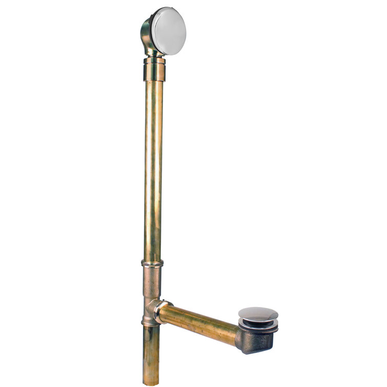 25" Tip-Toe Bathtub Leg Drain Assembly with No-Hole Overflow on Adjustable Ball Joint