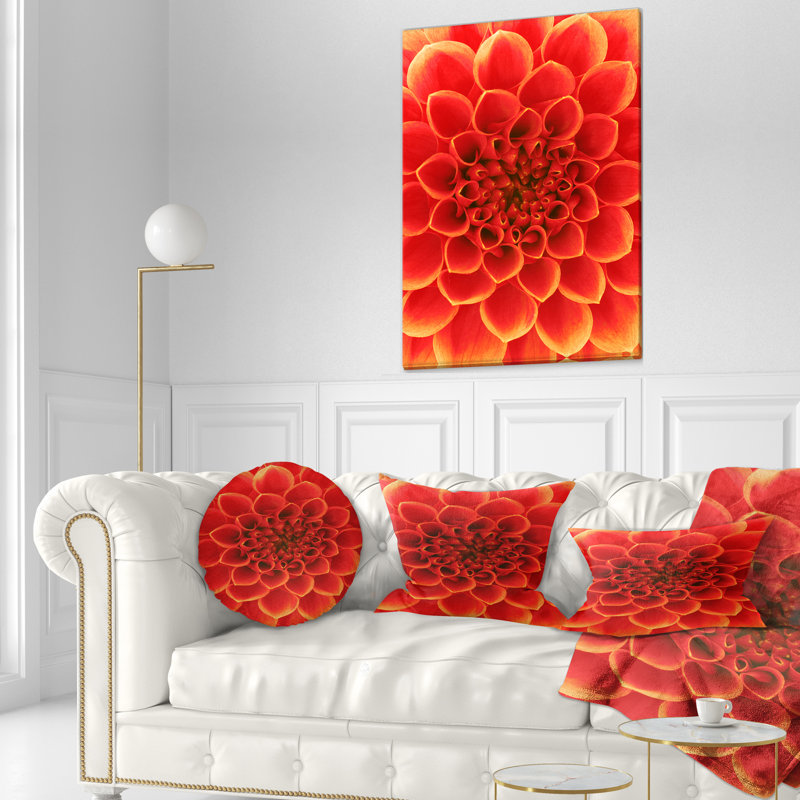 Motif floral abstrait orange - Coussin décoratif à imprimé floral