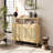 Bohemian Rattan Buffet Storage Cabinet - Solid Wood Frame, 3-Position Adjustable Shelves, No-Handle Push-To-Open-1344855374