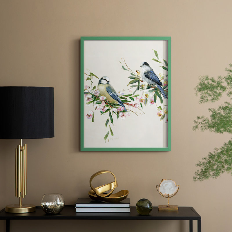 Songbird Duo I, reproduction encadrée - bois massif, H 11 po x l 9 po, Vert