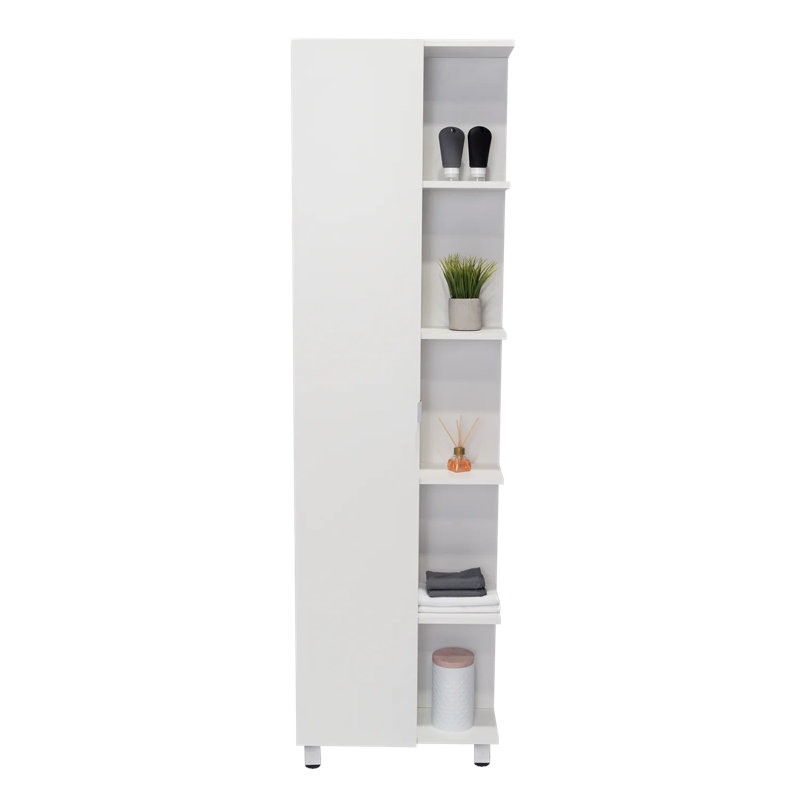 Elegant White Freestanding Corner Cabinet with Adjustable Shelving