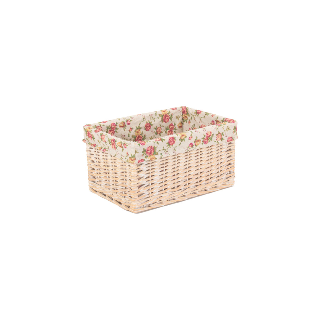 Garden Rose Lined Storage Wicker Basket
