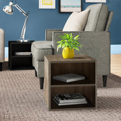 Irieana Stackable Cube End Table - Contemporary Minimalist Modular Accent Piece with 2 Shelves for Bedroom, Living Room, or Office