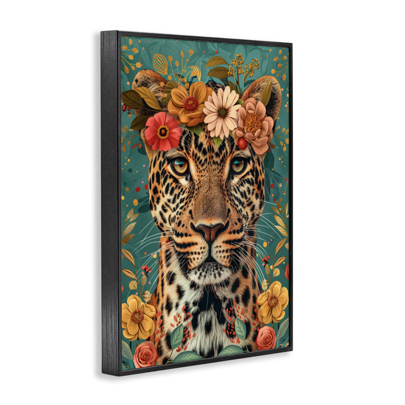 Guirlande de fleurs, art de la giclée encadrée, design par LSR Design Studio, H 30 po x l 20 po, Giclée encadrée noir minuit