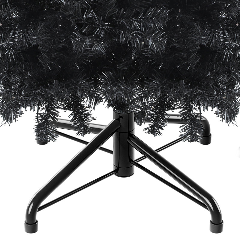 Arbre de Noël artificiel noir de 7,5 pi, arbre des Fêtes, arbre d'Halloween avec lumières préinstallées et branches à charnière automatique