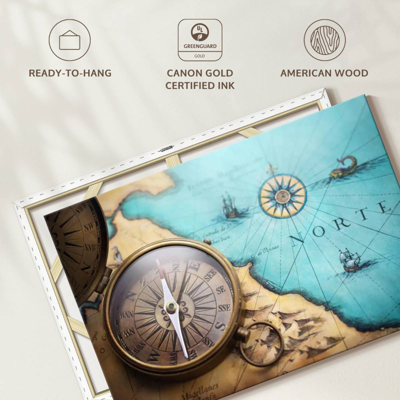 Antique style compass Aletra, H 30 po x l 45 po