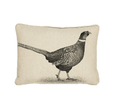 Country Linen Pheasant Left Piped Tapestry Cushion with Feather Filler 