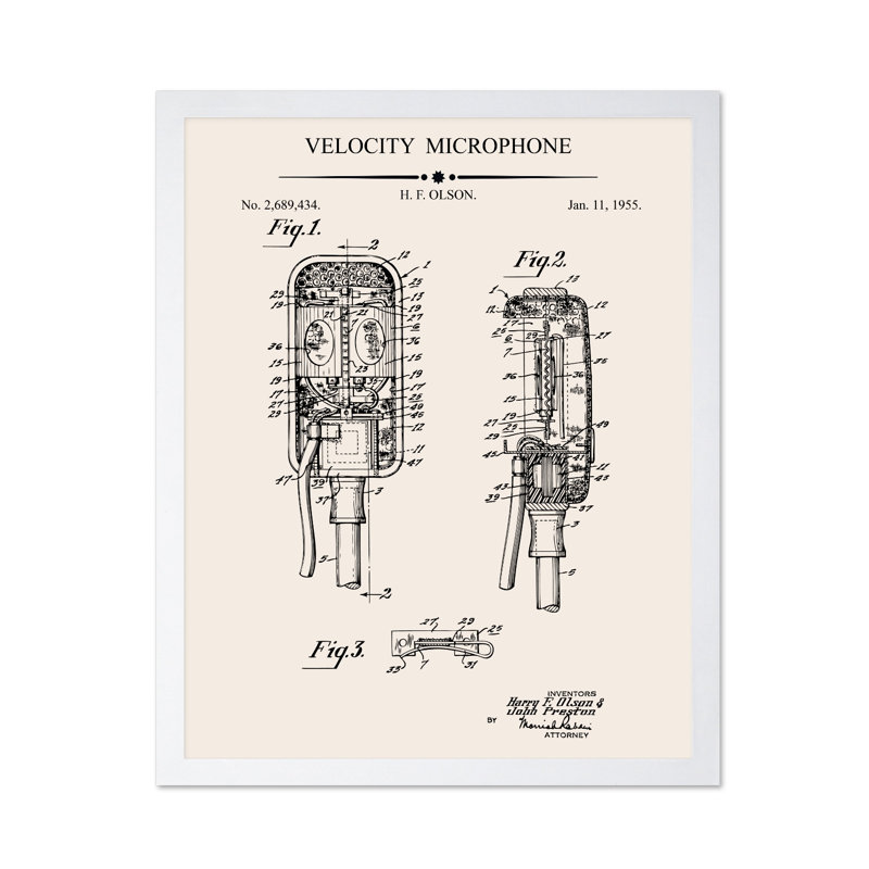 Microphone Blueprint No2, Unframed, Poster, 18"H x 24"W