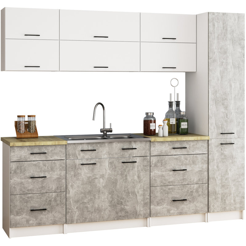 Tall kitchen cabinet in white and stone gray Base Unit