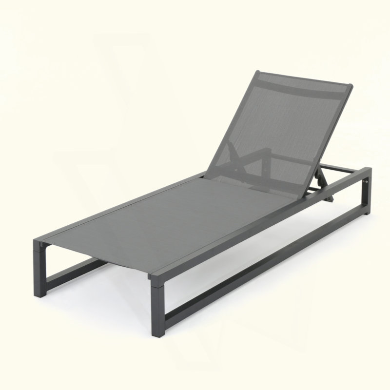 Chaise longue polyvalente et réglable pour la détente et le confort en plein air, Noir/gris